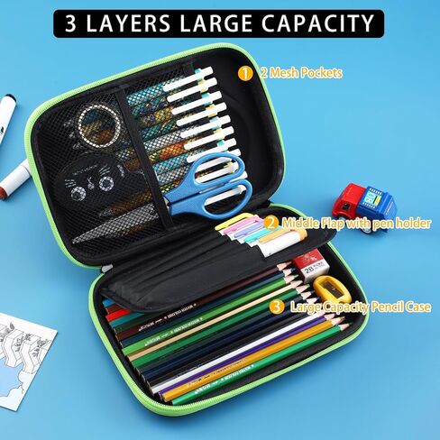 Dinosaur Pencil Case For Kids Cool Pen Box Cute School Supplies Organizer Big Capacity Large Storage Stationery Pouch For Boys Girls Teens Students in Kuwait