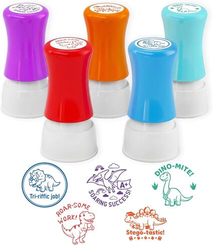 5 Pack Dinosaur Teachers Motivational Stamps-Teacher Stamps for Classroom for Grading Teacher Stamps Self Inking Stamp Stamps for Teachers Teacher Gifts in Kuwait