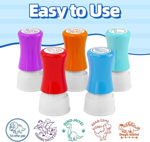 5 Pack Dinosaur Teachers Motivational Stamps-Teacher Stamps for Classroom for Grading Teacher Stamps Self Inking Stamp Stamps for Teachers Teacher Gifts in Kuwait