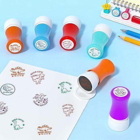 5 Pack Dinosaur Teachers Motivational Stamps-Teacher Stamps for Classroom for Grading Teacher Stamps Self Inking Stamp Stamps for Teachers Teacher Gifts in Kuwait