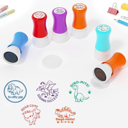 5 Pack Dinosaur Teachers Motivational Stamps-Teacher Stamps for Classroom for Grading Teacher Stamps Self Inking Stamp Stamps for Teachers Teacher Gifts in Kuwait