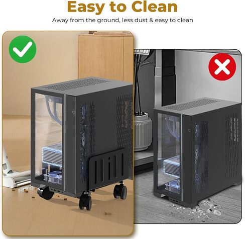 حامل برج كمبيوتر JOY Worker، عربة كمبيوتر محمول قابلة للتعديل بعرض 4.9 إلى 13.9 بوصة مع 5 عجلات، حامل أرضي على شكل برج فولاذي يحمل ما يصل إلى 66 رطلاً، حامل وحدة المعالجة المركزية للألعاب المتدحرجة أسفل المكتب، أسود in Kuwait