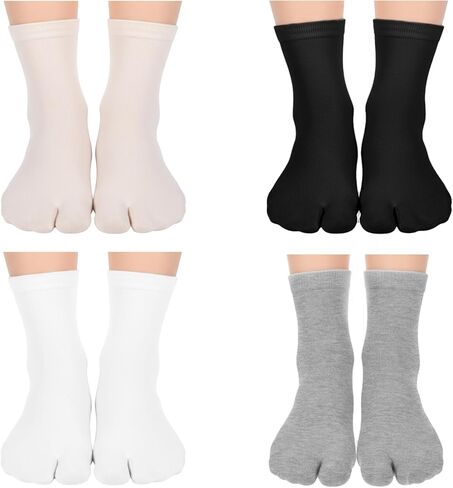 4 Pairs Tabi Socks Women Split Two Toe Socks Ruffle Frilly Sports Casual Sock for Women Unisex Japanese Toes Separated Sock in Kuwait