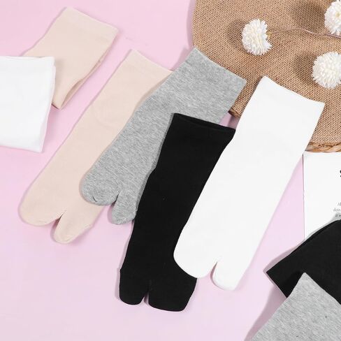 4 Pairs Tabi Socks Women Split Two Toe Socks Ruffle Frilly Sports Casual Sock for Women Unisex Japanese Toes Separated Sock in Kuwait