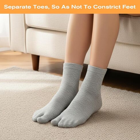 4 Pairs Tabi Socks Women Split Two Toe Socks Ruffle Frilly Sports Casual Sock for Women Unisex Japanese Toes Separated Sock in Kuwait