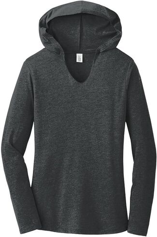 District Made Ladies Perfect Tri Long Sleeve Hoodie. DM139L Black Frost S in Saudi Arabia