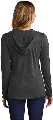 District Made Ladies Perfect Tri Long Sleeve Hoodie. DM139L Black Frost S in Saudi Arabia