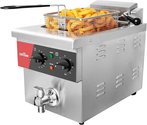 CROSSON 24Lbs Electirc Triple Basket Turkey Fryer With Oil Drain Spout,Oil Drain Rack,Commercial Countertop Deep Fryer To Fry a Whole Fish or Turkey in Kuwait