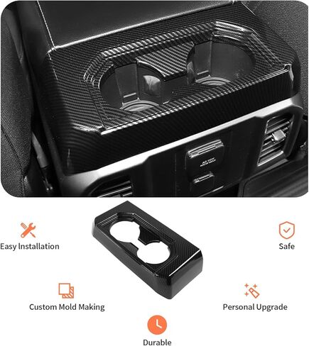 JeCar Carbon Fiber Rear Cup Holder Panel Cover Trim for 2015-2020 Ford F150 Interior Accessories in Saudi Arabia