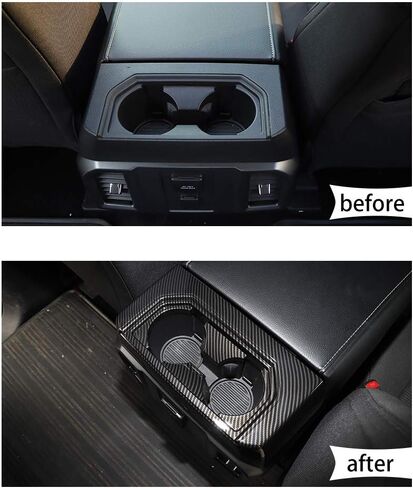 JeCar Carbon Fiber Rear Cup Holder Panel Cover Trim for 2015-2020 Ford F150 Interior Accessories in Saudi Arabia
