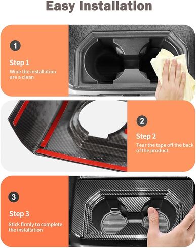 JeCar Carbon Fiber Rear Cup Holder Panel Cover Trim for 2015-2020 Ford F150 Interior Accessories in Saudi Arabia