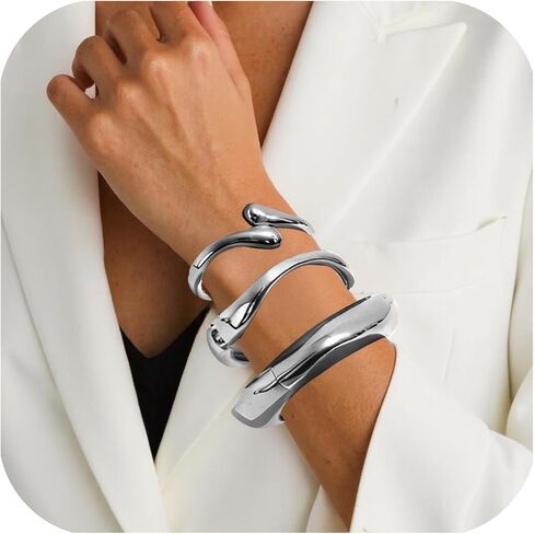 KUANG! Gold Bangle Bracelets Set for Women 14k Plated Chunky Stackable Bangles Trendy Cuff Bracelet Stack Jewelry Gifts in Saudi Arabia