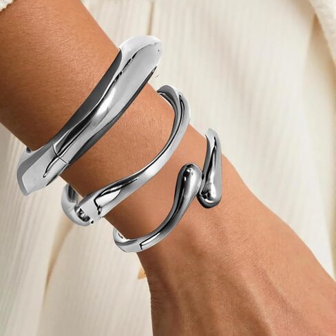 KUANG! Gold Bangle Bracelets Set for Women 14k Plated Chunky Stackable Bangles Trendy Cuff Bracelet Stack Jewelry Gifts in Saudi Arabia