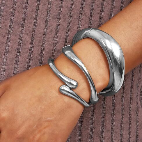 KUANG! Gold Bangle Bracelets Set for Women 14k Plated Chunky Stackable Bangles Trendy Cuff Bracelet Stack Jewelry Gifts in Saudi Arabia