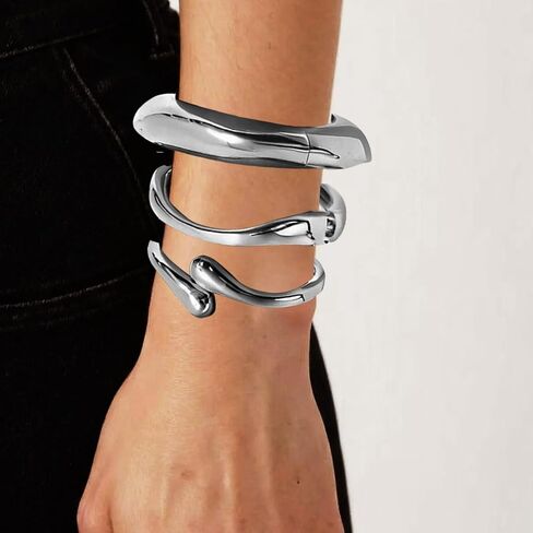 KUANG! Gold Bangle Bracelets Set for Women 14k Plated Chunky Stackable Bangles Trendy Cuff Bracelet Stack Jewelry Gifts in Saudi Arabia