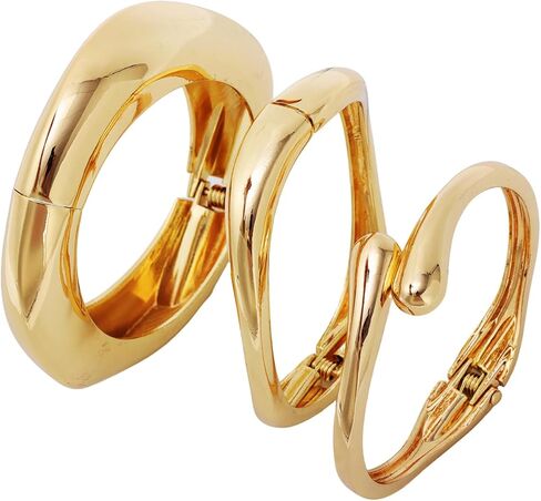KUANG! Gold Bangle Bracelets Set for Women 14k Plated Chunky Stackable Bangles Trendy Cuff Bracelet Stack Jewelry Gifts in Saudi Arabia