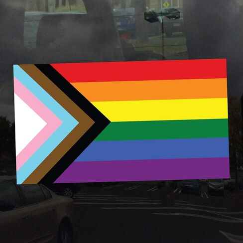 علم Progress Pride Flag LGBTQ POC Transgender Flag - نافذة تتشبث ثابتة نابضة بالحياة - 4 بوصات in Kuwait