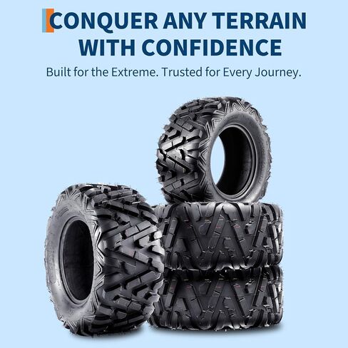 Set of 2 | 25x10-12 ATV UTV Tires (25x10x12), 6PR Tubeless with 20Mm Tread Depth | All-Terrain Off-Road Tire for Mud, Sand & Trail | Replacement for Side by Side Vehicles, 255/65-12 in Saudi Arabia