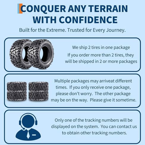 Set of 2 | 25x10-12 ATV UTV Tires (25x10x12), 6PR Tubeless with 20Mm Tread Depth | All-Terrain Off-Road Tire for Mud, Sand & Trail | Replacement for Side by Side Vehicles, 255/65-12 in Saudi Arabia
