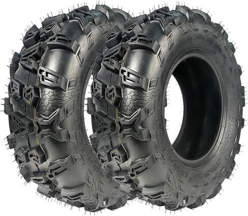مجموعة من 2 | إطارات 25x10-12 ATV UTV (25x10x12)، 6PR بدون أنبوب مع عمق مداس 20 مم | إطار لجميع التضاريس للطرق الوعرة للطين والرمل والممرات | استبدال المركبات جنبًا إلى جنب، 255/65-12 in Kuwait