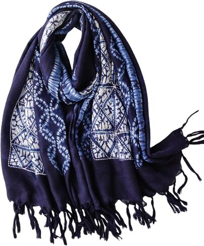 وشاح مصبوغ بربطة عنق للنساء، أوشحة بوهو قطنية كبيرة خفيفة الوزن، شالات ناعمة للسفر، غطاء للربيع والصيف والخريف in Kuwait