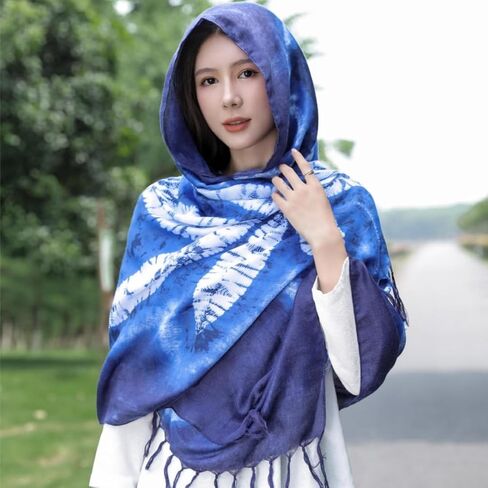 Tie Dye Scarf for Women Large Lightweight Cotton Boho Scarves Shawls Soft Travel Wraps Spring Summer Fall Cover Up in Kuwait