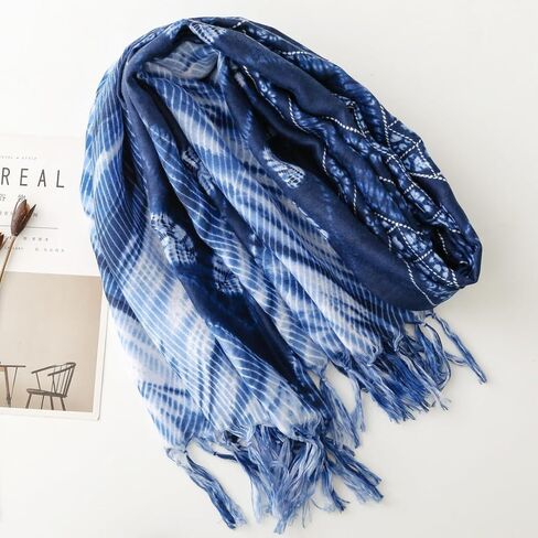 Tie Dye Scarf for Women Large Lightweight Cotton Boho Scarves Shawls Soft Travel Wraps Spring Summer Fall Cover Up in Kuwait