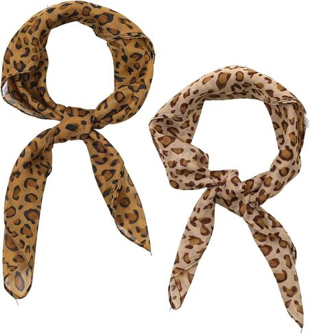 2Pcs Women's Chiffon Leopard Print Scarf, Scarves for Women Lightweight Leopard Scarf, Summer Cheetah Print Fashion Neck Scarves in Saudi Arabia