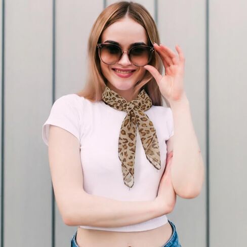 2Pcs Women's Chiffon Leopard Print Scarf, Scarves for Women Lightweight Leopard Scarf, Summer Cheetah Print Fashion Neck Scarves in Saudi Arabia