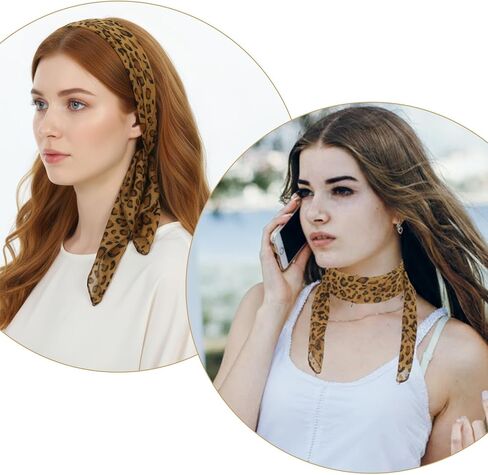 2Pcs Women's Chiffon Leopard Print Scarf, Scarves for Women Lightweight Leopard Scarf, Summer Cheetah Print Fashion Neck Scarves in Saudi Arabia