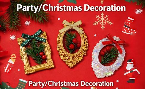 20 Pcs Vintage Mini Frames Bulk, 12 Antique Gold & 8 Crystal Holographic Resin Frames, Small Baroque Ornate Picture Frames for Jewelry Photography Props, in Saudi Arabia