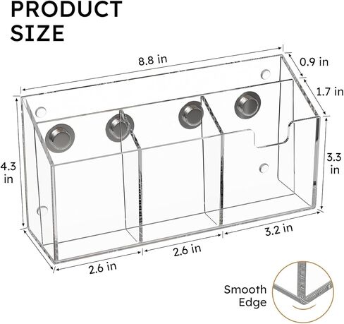 AITEE Large Magnetic Acrylic Fridge Organizer with 4 Strong Magnets - Command Center for Mail, Bills, Pens & Scissors, Multi-Compartment Holder for Refrigerator & Home Office (Large Size) in Kuwait