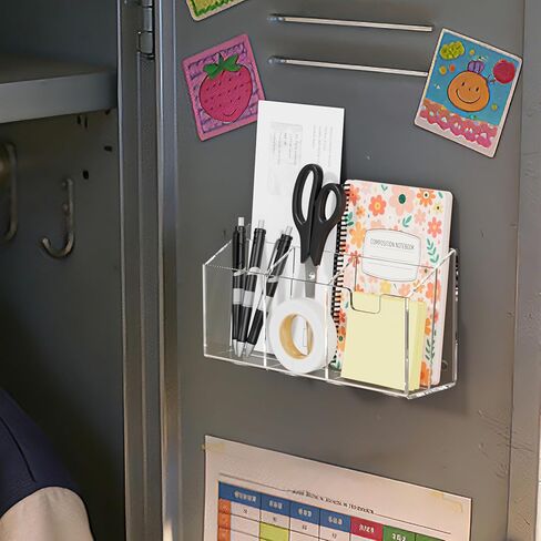 AITEE Large Magnetic Acrylic Fridge Organizer with 4 Strong Magnets - Command Center for Mail, Bills, Pens & Scissors, Multi-Compartment Holder for Refrigerator & Home Office (Large Size) in Kuwait