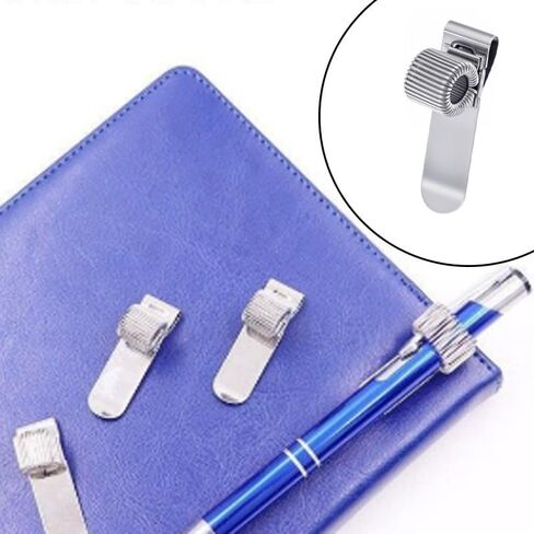 6 Pcs Metal Pen Holder Clip Set, Adjustable Spring Loop Pen Clip for Notebook & Clipboard, Horizontal & Vertical Pen Holders for Organization (3 Transverse + 3 Vertical) in Kuwait