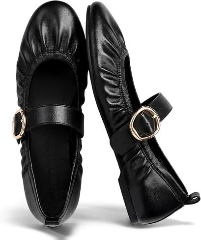 Coutgo Womens Ballet Flats Ruched Round Toe Mary Jane Flats Comfortable Slip On Dressy Shoes in Saudi Arabia
