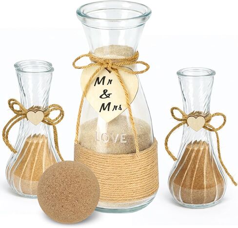 Cinrobiye Unity Sand for Wedding Ceremony Set Wedding Sand Ceremony Kit with Glass Vase Cork Stopper for Unity Ceremony Ideas,Anniversary & Engagement Keepsake (Rustic) in Saudi Arabia