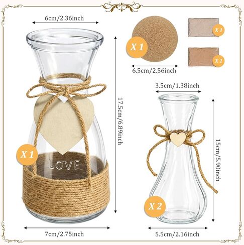 Cinrobiye Unity Sand for Wedding Ceremony Set Wedding Sand Ceremony Kit with Glass Vase Cork Stopper for Unity Ceremony Ideas,Anniversary & Engagement Keepsake (Rustic) in Saudi Arabia