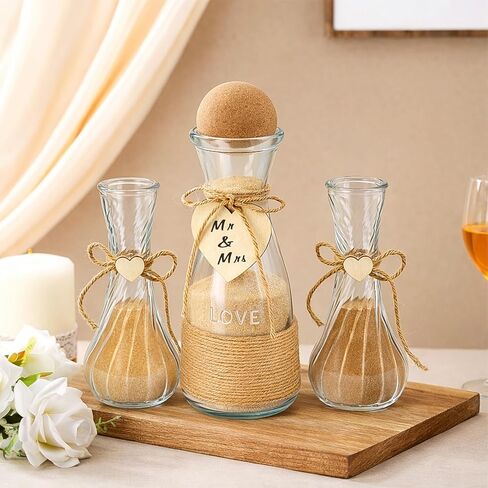 Cinrobiye Unity Sand for Wedding Ceremony Set Wedding Sand Ceremony Kit with Glass Vase Cork Stopper for Unity Ceremony Ideas,Anniversary & Engagement Keepsake (Rustic) in Saudi Arabia