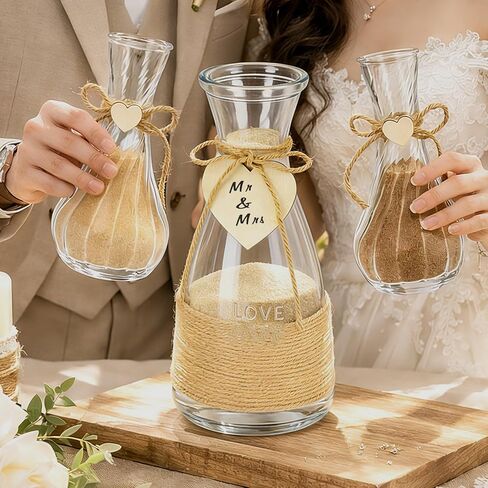 Cinrobiye Unity Sand for Wedding Ceremony Set Wedding Sand Ceremony Kit with Glass Vase Cork Stopper for Unity Ceremony Ideas,Anniversary & Engagement Keepsake (Rustic) in Saudi Arabia