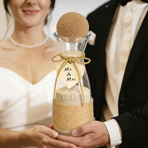 Cinrobiye Unity Sand for Wedding Ceremony Set Wedding Sand Ceremony Kit with Glass Vase Cork Stopper for Unity Ceremony Ideas,Anniversary & Engagement Keepsake (Rustic) in Saudi Arabia