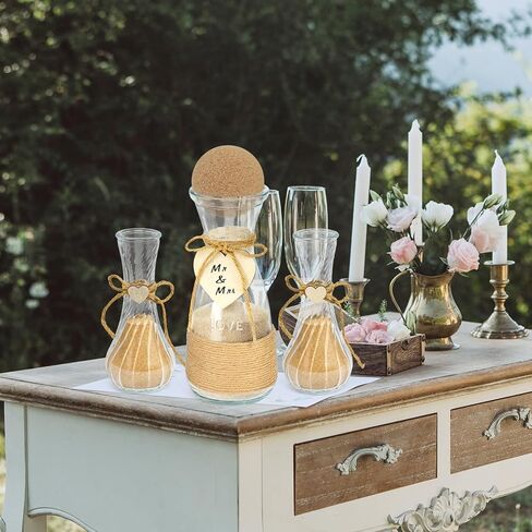 Cinrobiye Unity Sand for Wedding Ceremony Set Wedding Sand Ceremony Kit with Glass Vase Cork Stopper for Unity Ceremony Ideas,Anniversary & Engagement Keepsake (Rustic) in Saudi Arabia