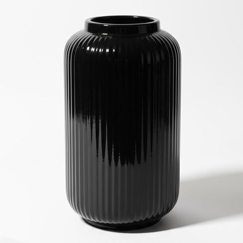White Modern Vase, 8 Inch Ceramic Small Ribbed Textured Flower Vase for Pampas Grass & Dried Flowers - Minimalist Home Decor, Watertight, Non-Slip Base in Saudi Arabia