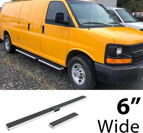 HD Ridez Steel Running Board Side Step 6" Polished Compatible with Chevy Express GMC Savana 1500 2500 3500 2003-2026 Full Size Van 3-Door (Side Steps Side Bars) in Saudi Arabia