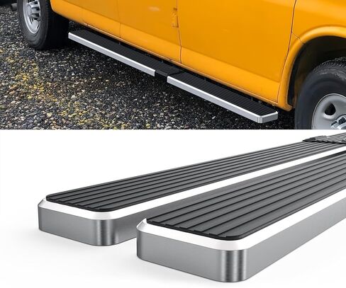 HD Ridez Steel Running Board Side Step 6" Polished Compatible with Chevy Express GMC Savana 1500 2500 3500 2003-2026 Full Size Van 3-Door (Side Steps Side Bars) in Saudi Arabia