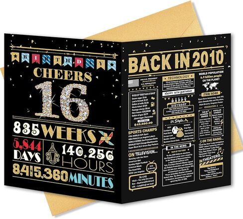 13th Birthday Card, 13th Birthday Decorations for Girls Boys, Funny Gifts for Daughter Son, Back in 2013, Black Gold Card in Kuwait