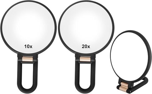 Tbestmax 1X/10X, 1X/20X Magnifying Mirror, Double Side Handheld Mirror Foldable Travel Mirror for Makeup - 2 Pack in Kuwait