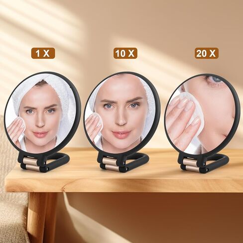 Tbestmax 1X/10X, 1X/20X Magnifying Mirror, Double Side Handheld Mirror Foldable Travel Mirror for Makeup - 2 Pack in Kuwait
