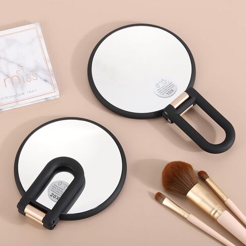 Tbestmax 1X/10X, 1X/20X Magnifying Mirror, Double Side Handheld Mirror Foldable Travel Mirror for Makeup - 2 Pack in Kuwait