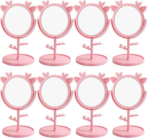 8 قطع مرآة لحفلات السبا مع زينة لأذن الغزلان، لوازم حفلات النوم للفتيات، لوازم حفلات النوم، مرآة كبيرة لحفلات النوم، هدايا عيد الميلاد الوردية (وردي) in Kuwait