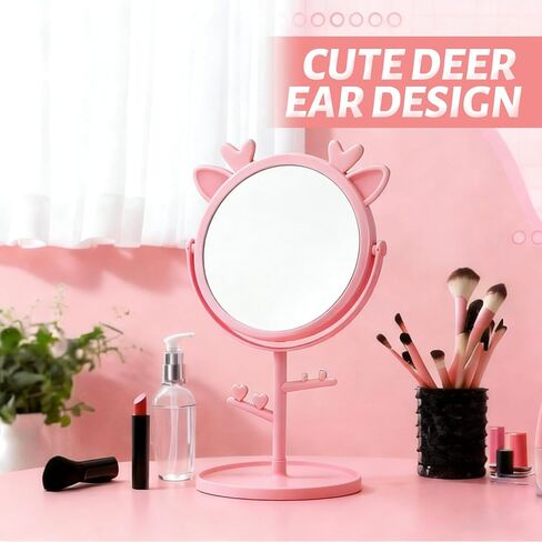 8 قطع مرآة لحفلات السبا مع زينة لأذن الغزلان، لوازم حفلات النوم للفتيات، لوازم حفلات النوم، مرآة كبيرة لحفلات النوم، هدايا عيد الميلاد الوردية (وردي) in Kuwait